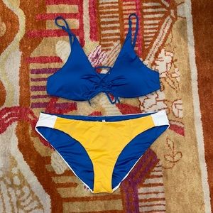 Soluna Swim Tie Front Bralette Bikini Top + Bottoms SZ L NWOT